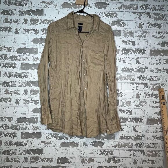 Gap | women tan button down linen top - Picture 8 of 8